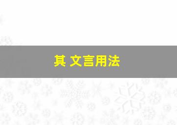 其 文言用法